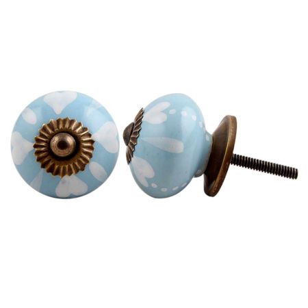 Turquoise Heart Ceramic Knob